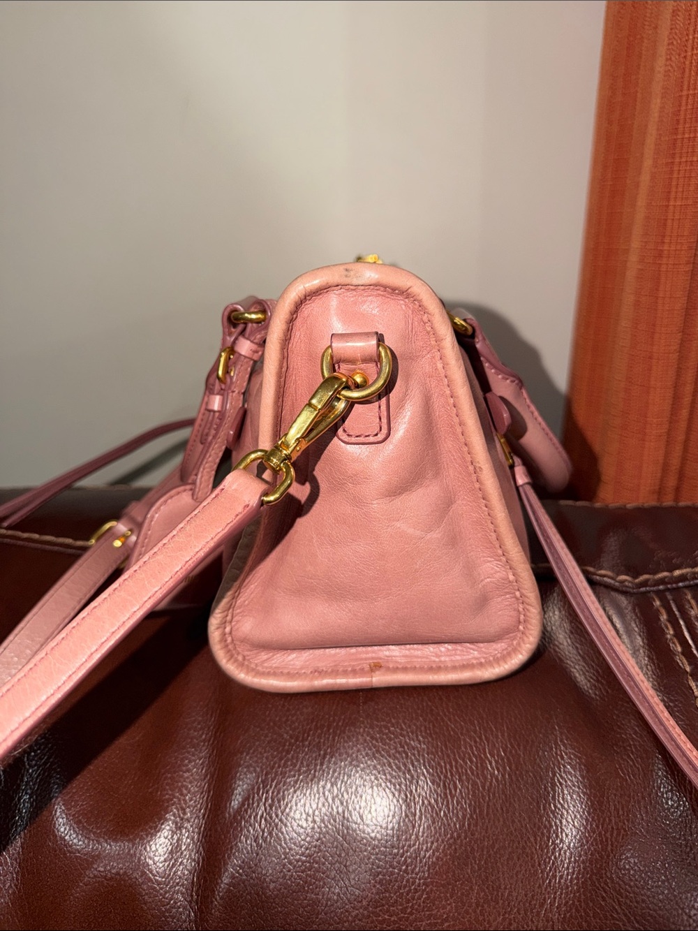 ‼️Authentic Miu Miu Pink Vitello Leather Satchel Handbag Crossbody Bag - Picture 5 of 15
